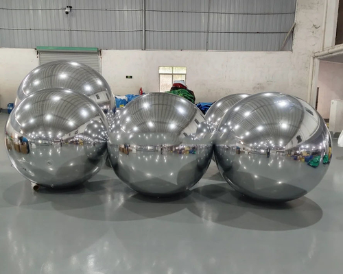 Grandi sfere di cammelone luccicante specchio pallone argento PVC palla di Natale gonfiabile per decorazioni di festival