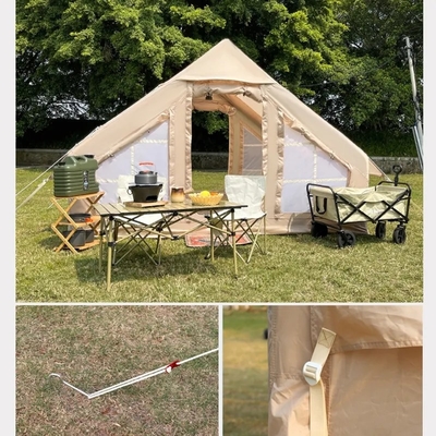 Popolare Glamping Canvas Campeggio esterno gonfiabile Customized Luxury Polyester Air Tent Famiglia per il campeggio