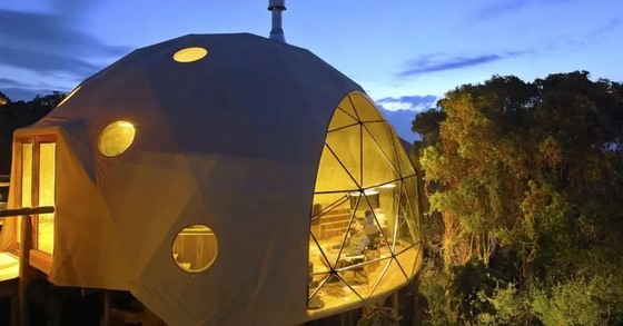 Nuovo design da 4 a 10 persone 850g di tessuto in PVC Glamping Dome Camera di lusso Tende