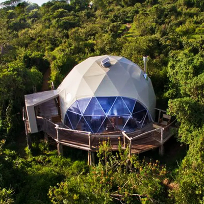Luxury all'aperto 8m di diametro tetto impermeabile safari glamping resort hotel rotondo tenda geodetica cupola