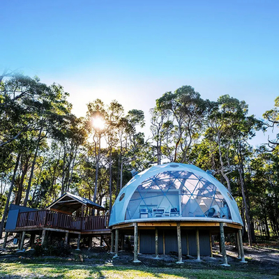 Luxury all'aperto 8m di diametro tetto impermeabile safari glamping resort hotel rotondo tenda geodetica cupola