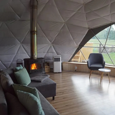 Luxury all'aperto 8m di diametro tetto impermeabile safari glamping resort hotel rotondo tenda geodetica cupola