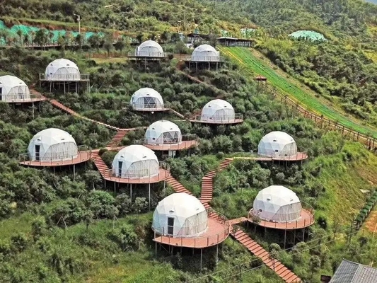 Tenda a cupola gonfiabile impermeabile all'aria aperta Tenda modulare con bagno