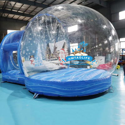 Casa a bolle gonfiabile blu con salto PVC trasparente per feste all' aperto