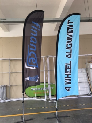 15 piedi all'aperto Protezione UV Fabbrica Non sbiadire Forma di coltello pubblicitario Volante Custom Banner Piuma spiaggia Bandiera
